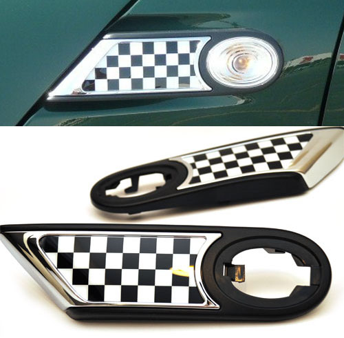 Checkered Flag Side Marker Housings for R55, R56, R57, R58, R59 MINI Coopers