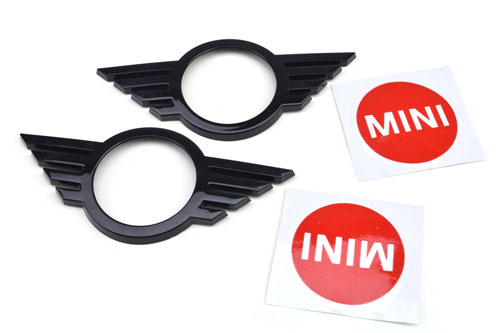 Mini Cooper Gloss Black Wings New Logo Emblem Cover Front And Rear