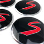 Wheel Center Cap Stickers: Red S'' Set of 4