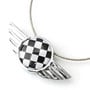 Wings Keychain w/ Stainless Rope Clasp: Checkered Flag