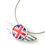 Wings Keychain w/ Stainless Rope Clasp: Union Jack