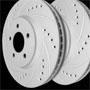 Brake Rotors: Cross Drilled + Slotted: Front w/ Grey ZRC Coating