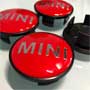 Wheel Center Caps: MINI Red Set of 4: 52mm