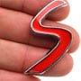 Red "S" Badge w/ Chrome Accent: Stick on Large