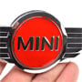 MINI Logo Badge Emblem: Chrome Wings + Red: 4.75"