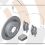 Brake Pads w/ Wear Sensor + Rotors: Rear