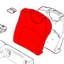 Rear Backrest Cover: Right: "Ray" Rooster Red