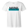 T-Shirt: Women's: MINI Lettering: White/Aqua