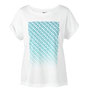 T-Shirt: Women's: Signet Print: White/Aqua