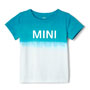 T-Shirt: MINI Lettering: Dip Dyed: Aqua/White