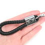 Woven Leather Key Chain Deluxe: Black