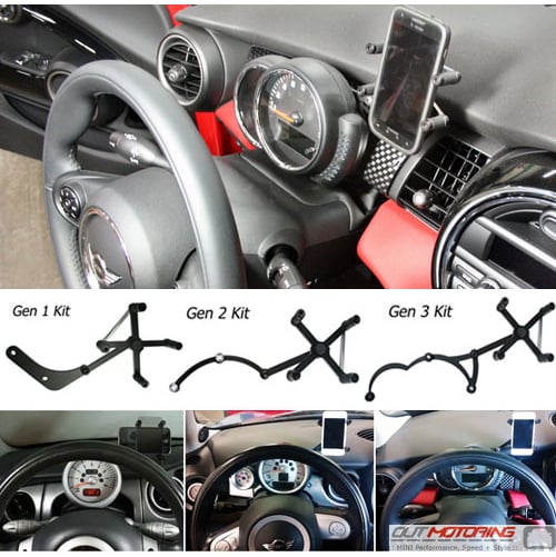 Areyourshop 360°Rotation Car Phone Mount Cradle Holder Stand for Mini Cooper R55 R56 Gray 