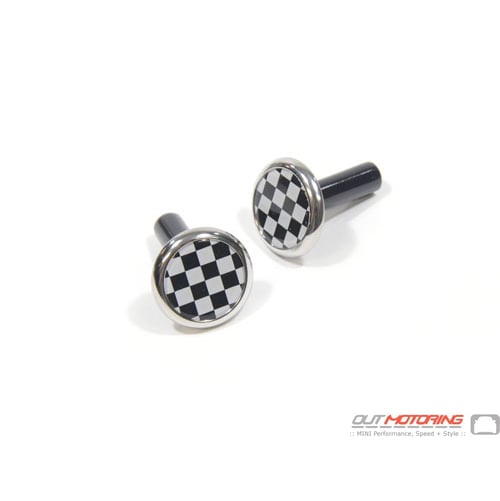 Door Lock Pin Accent: Chrome w/ Checkered Flag
