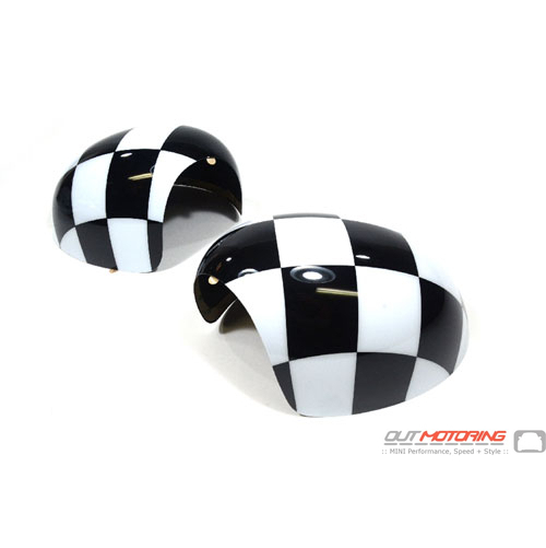 Side Mirror Covers: Gen2 Stick-on: PowerFold: Checkered Flag