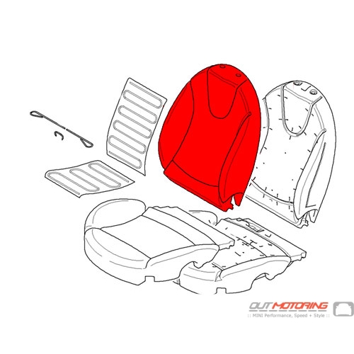 Sports Backrest Cover: Left : "Lounge" Leather: Toffy 
