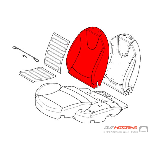 Sports Backrest Cover: Right: "Ray" Tech White 
