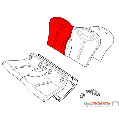 Backrest Cover: Cloth/Leather: Red: Rear Right