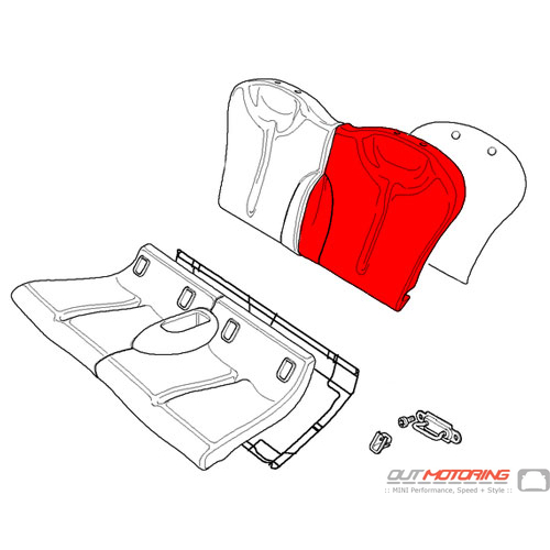 Backrest Cover: Cloth: Red: Rear Left