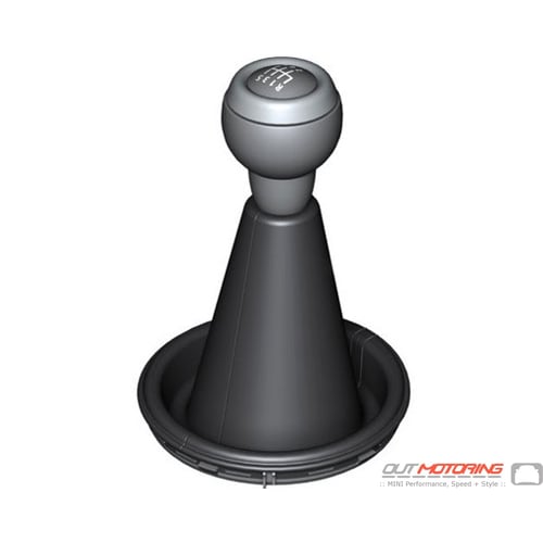 Shift Boot: Manual: Silver Base W/ Leather Knob: MINI Yours: Black/Gray