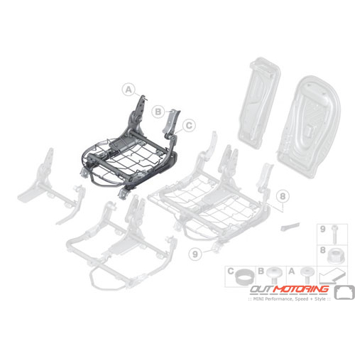 Rear Seat Frame: Five Seater: Right
