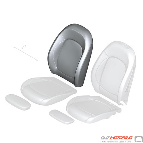Cover: Sport Backrest: Electrical: Leather: Satellite Grey: Right