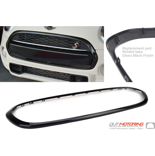 Glossy Black Lower Grille Trim Piece For 11-15 Mini Cooper Front Center Molding 