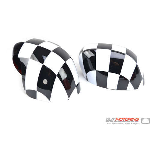 2 Checke Side Mirror Caps Covers for MINI Cooper Hardtop 2014 F55 & 2015 F56 UE