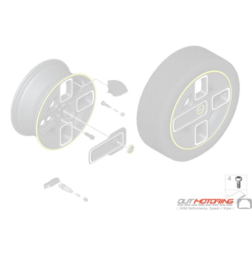 MINI Cooper S E: Light Alloy Wheel: Rim Insert: Screw