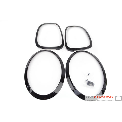 Headlight + Taillight Trim Replacement Set: Gloss Black: F55/56/57