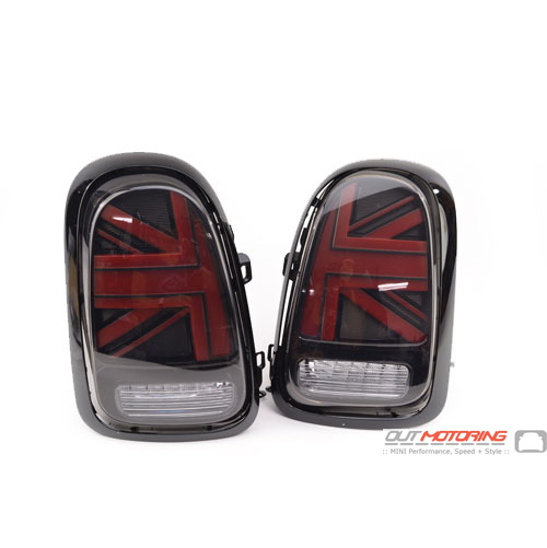 LED Brake Light w/ Trim Cover Set: Red + Grey Union Jack: F60