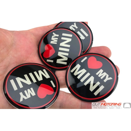 Wheel Center Cap Stickers: 'I Love My MINI' Set of 4