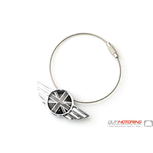 Wings Keychain w/ Stainless Rope Clasp: Black Jack