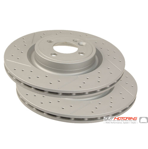Brake Rotors: JCW Cross Drilled + Slotted: Front Zimmerman