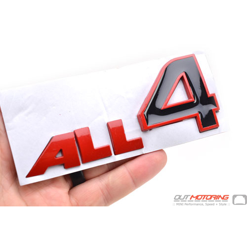 "All 4" Label Badge: Red w/ Black 4