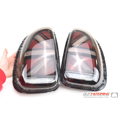 LED Rear Tail Lights: Union Jack GREY + Red R60